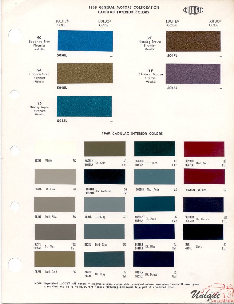 1969 Cadillac Paint Charts DuPont 2